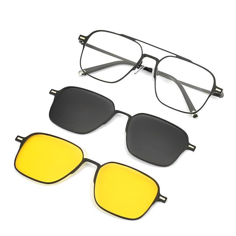 Óculos Polarizado 3 em 1 com Armações em Metal Inox + Proteção Lente Anti Azul BRINDE - Protark Shop