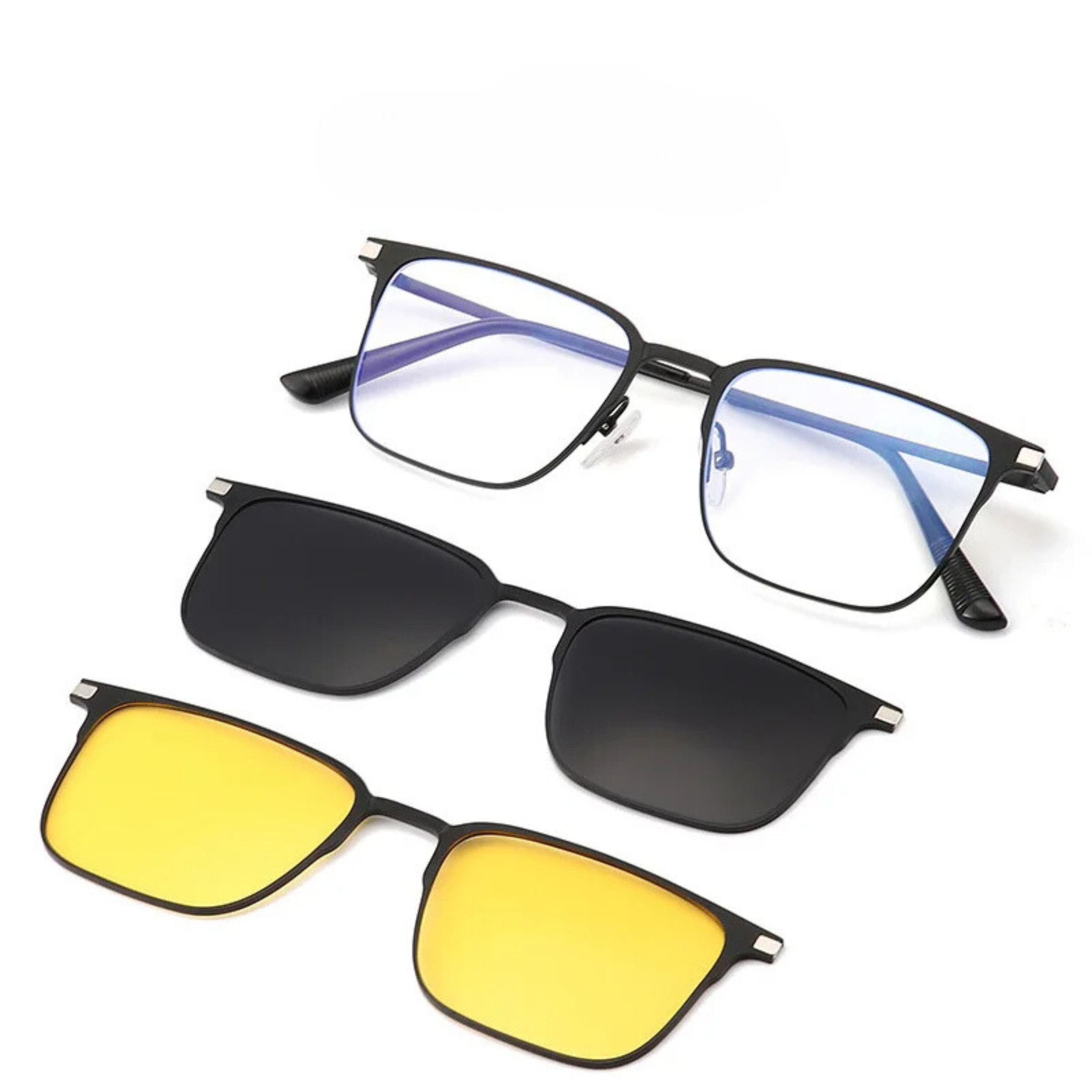 Óculos Polarizado 3 em 1 Metal INOX Conforto + Proteção Anti Azul BRINDE