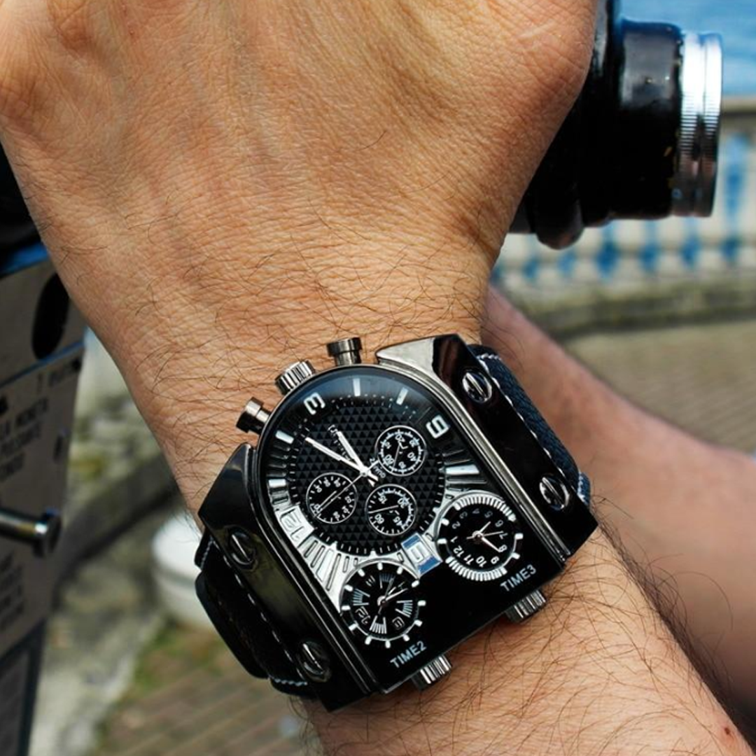 Relógio Masculino Three Time Zone 9315 - Mr. Paladino Oficial