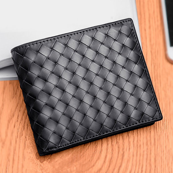 Carteira Masculina em Couro Trançado Preto Paladino - Mr. Paladino Oficial